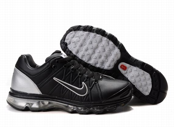 Nike Air Max 2009 Mens Leather Black Silver - Click Image to Close